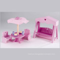 Muebles de jardín de madera de color rosa para niños